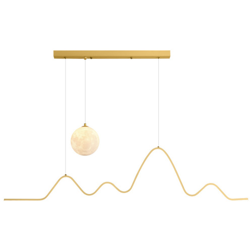 Restaurant chandelier, light luxury, dining room table, bar lamp, atmospheric modern simple moon lamp, minimalist long restaurant lamp