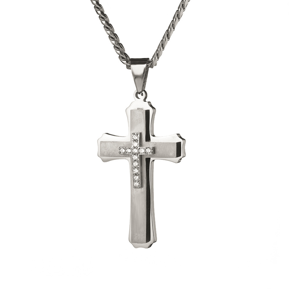 20g Weight 304 Stainless Steel Pendant Material Zircon Inlay Material Pendant Necklace Classification 304 Stainless Steel Chain Material 1 Piece Quantity Holiday, Daily Occasion 304 Stainless Steel Material Cross Pattern Unisex Gender Inlay Design Basic, Modern Style, Classic Style Style Basic Modern Style Classic Style Cross 304 Stainless Steel Inlay Zircon Unisex Pendant Necklace 2