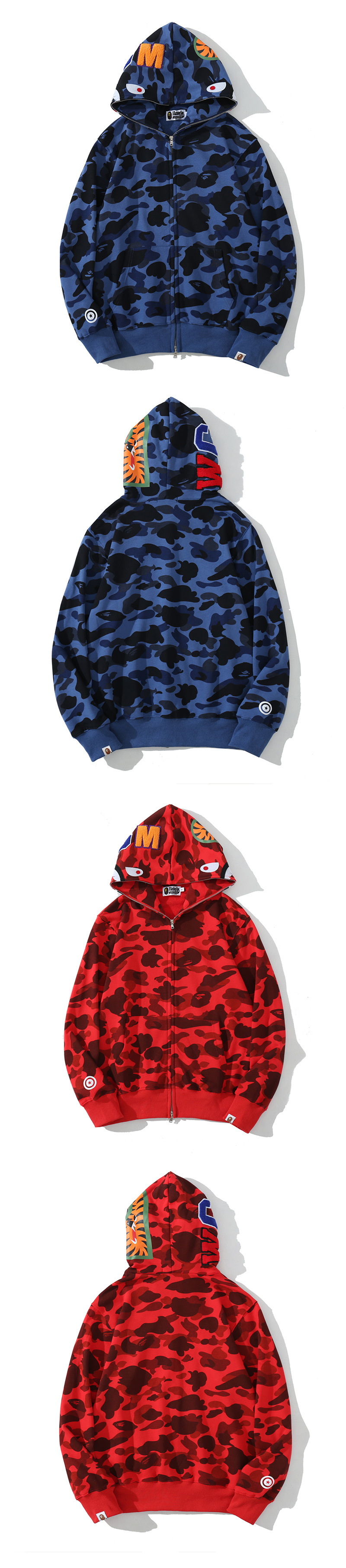 The new autumn and winter trendy brand shark-head loop hoodies for men and women, casual camouflage thin hoodies and loose jackets pic 4