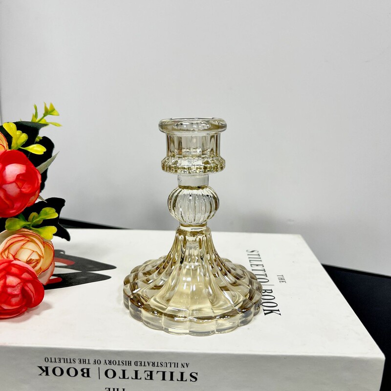 复古条纹玻璃烛台家居适配香薰蜡烛婚礼约会情人节蜡烛台装饰摆件|undefined