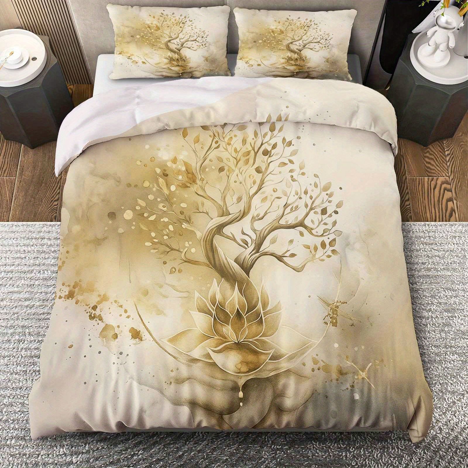 Transfronterizo luminoso árbol de vida molienda impresión digital kit de edredón textil para dibujar se puede ajustar TUME / JIT