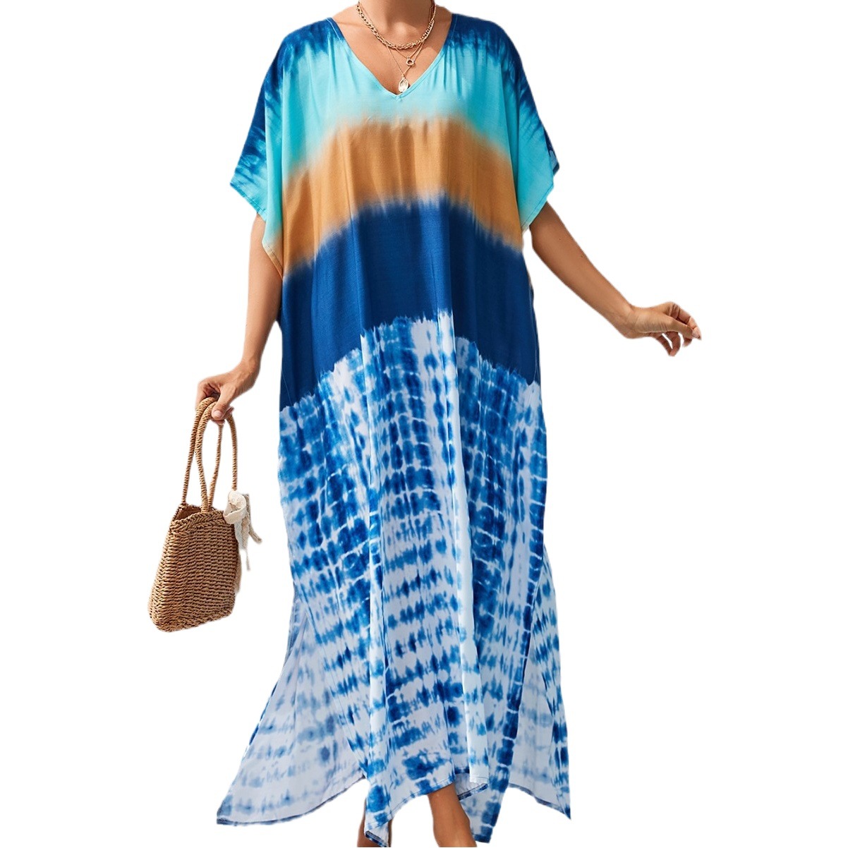 In-Stock Beach Cover-Up Vacation Long Dress Sun Protection Dress Cross-Border 1106 (18 Colors) F