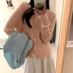 针织开衫外套女秋冬季2025新款韩版圆领长袖百搭显瘦外搭短款上衣