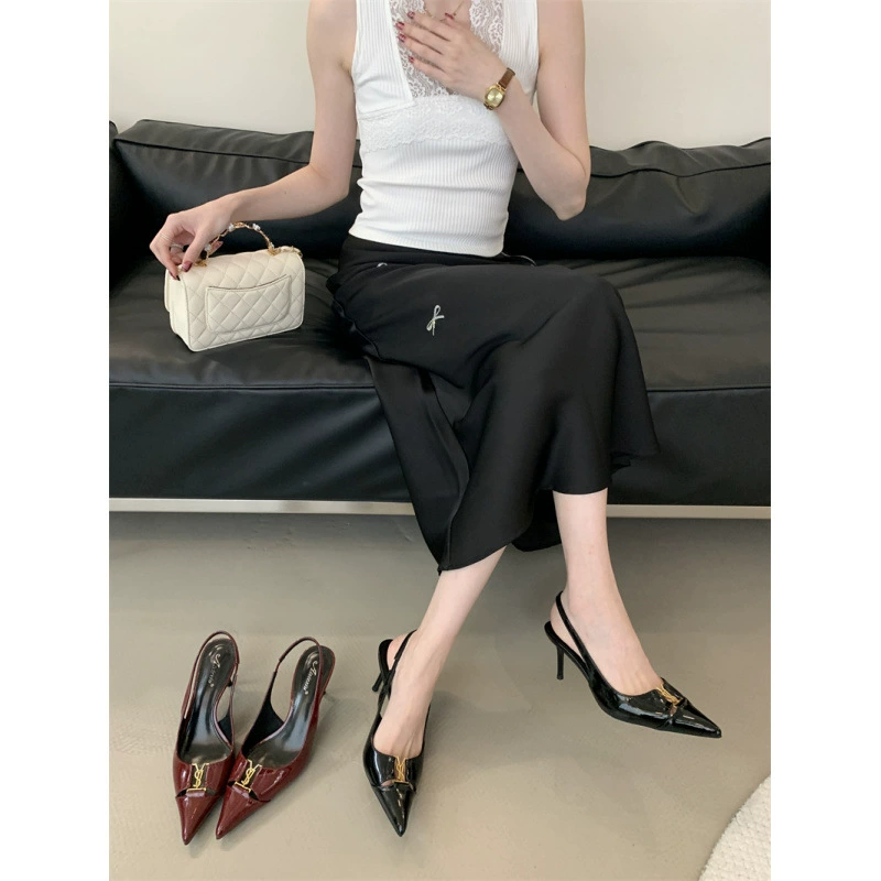 2025 Летняя новая женская обувь на каблуке Корейская модная сандалии на каблуках