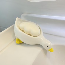 卡通创意陶瓷肥皂盒可爱鸭子香皂盒置物架卫生间不积水沥水皂超孟