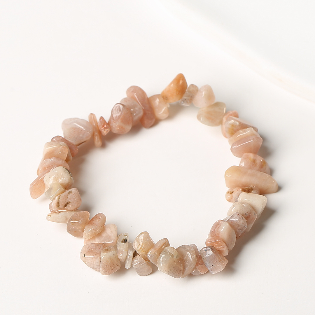 Pulsera de anillo único de piedra de cuartil natural irregular pulsera de cuerda elástica de piedra original estilo fresco simple y versátil