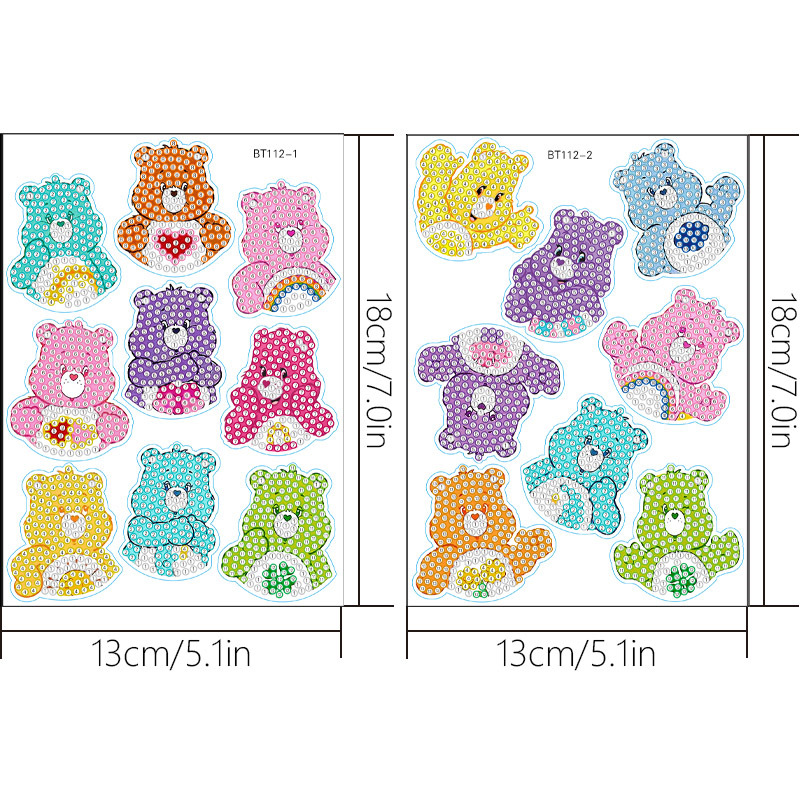 Dibujos animados superventas colorido oso pintura de diamantes pegatinas gratis pegatinas DIY pegatinas de pared de ladrillo pegatinas hechas a mano para niños diamante redondo