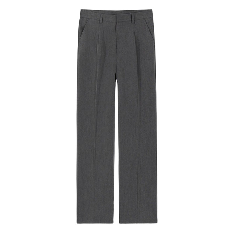 Pantalones de traje de hombre MYQ pantalones de verano estilo coreano de moda delgada suelta pantalones casuales rectos drapeados pantalones de pierna ancha de seda de hielo