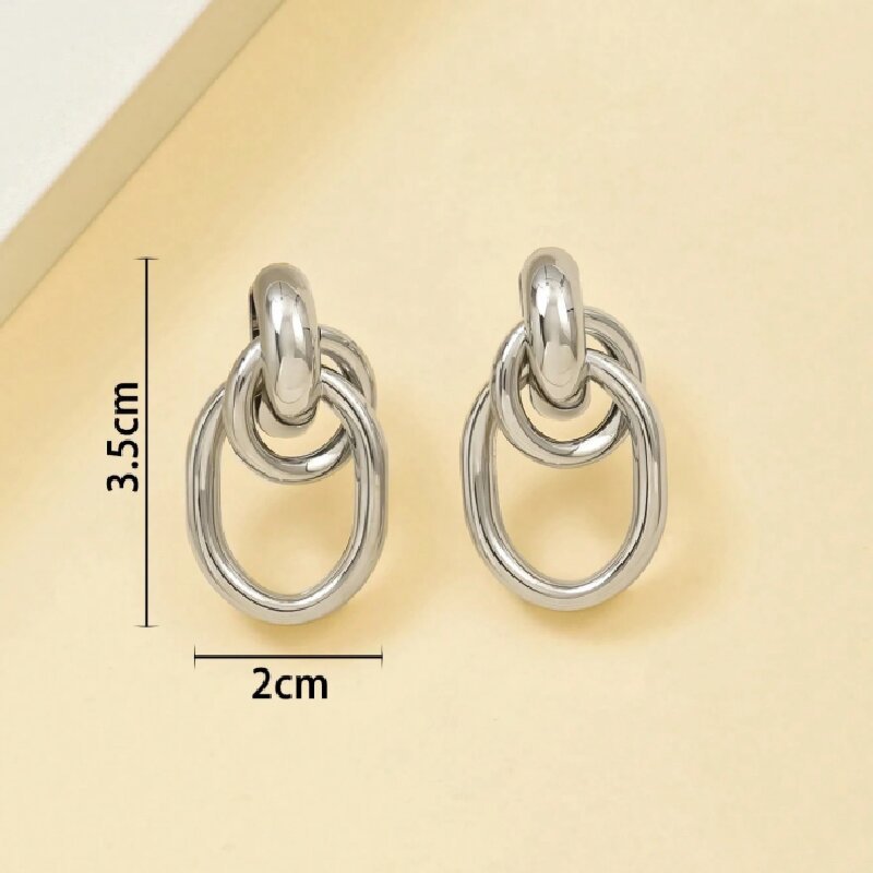 Orecchini, lusso leggero e sensazione di alta gamma, orecchini a cerchio in tubo di ferro a forma di croce, design di nicchia, stile semplice e raffinato, orecchini eleganti._voghion.com