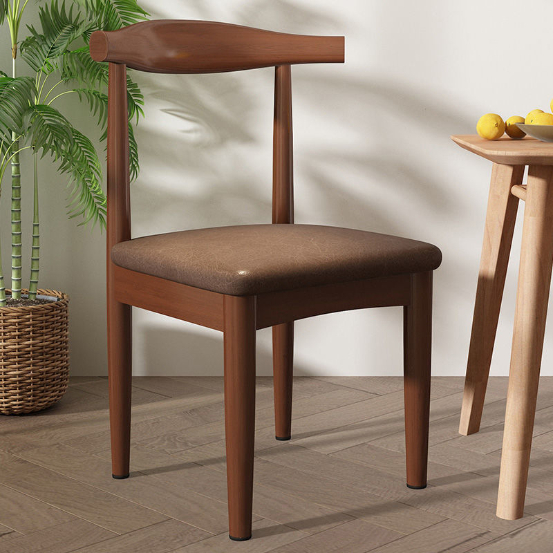 노란 배 다크 브라운 PU 쿠션 호른 의자 [럭셔리]]