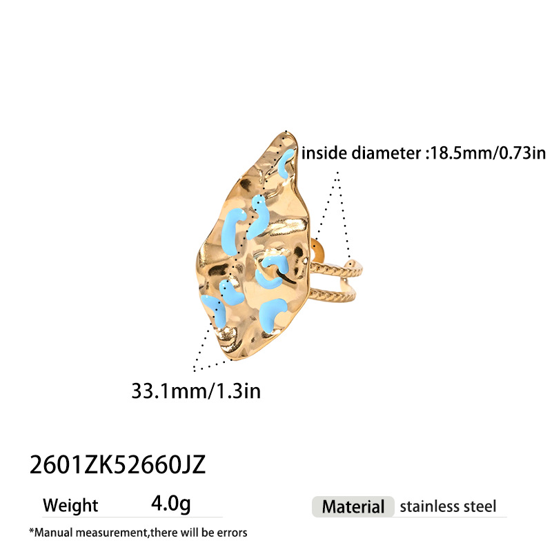 TENA Europa y América nicho de acero inoxidable transfronterizo diseño fresco azul goteo marino serie de anillo de joyería de mano de alta calidad