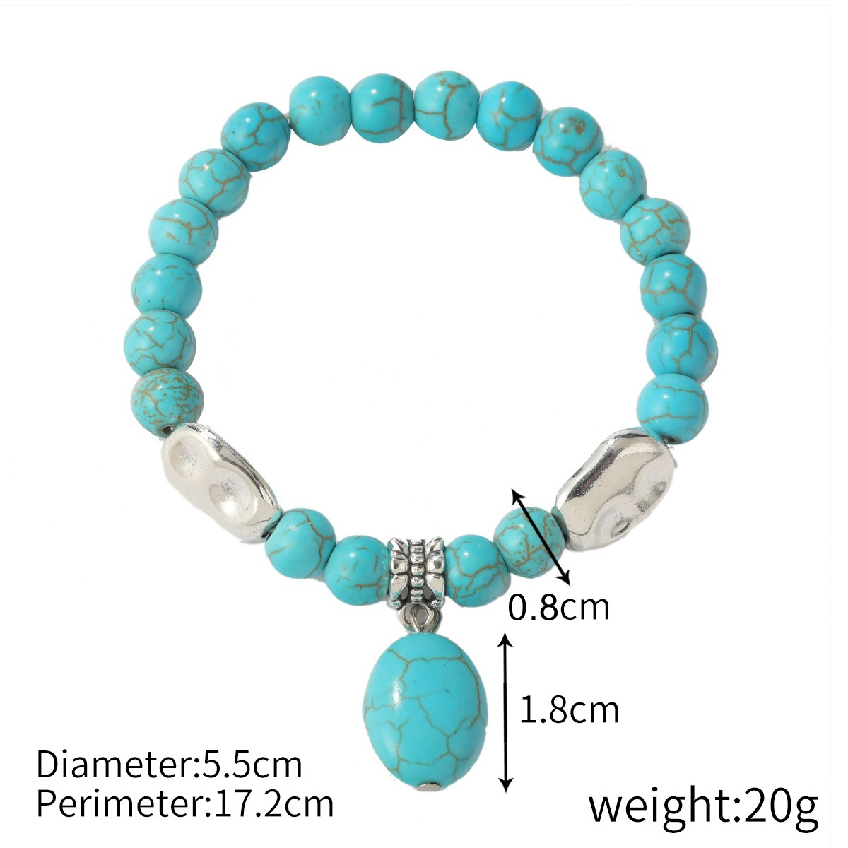 2022 New Fashion Ethnic Style Blue Turquoise Artistic Bohemian Bracelet