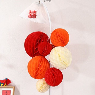 Wedding Honeycomb Ball Paper Ball Flower Lantern Birthday Party Decoration Wedding Background Wall Decoration Shopping Mall Event Hanging Decoration