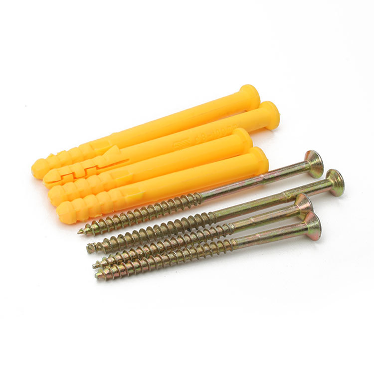 Tubo de expansión de corvina amarilla pequeña de pelo recto de fábrica más conjunto de tornillos autorroscantes Tubo de plástico de nailon