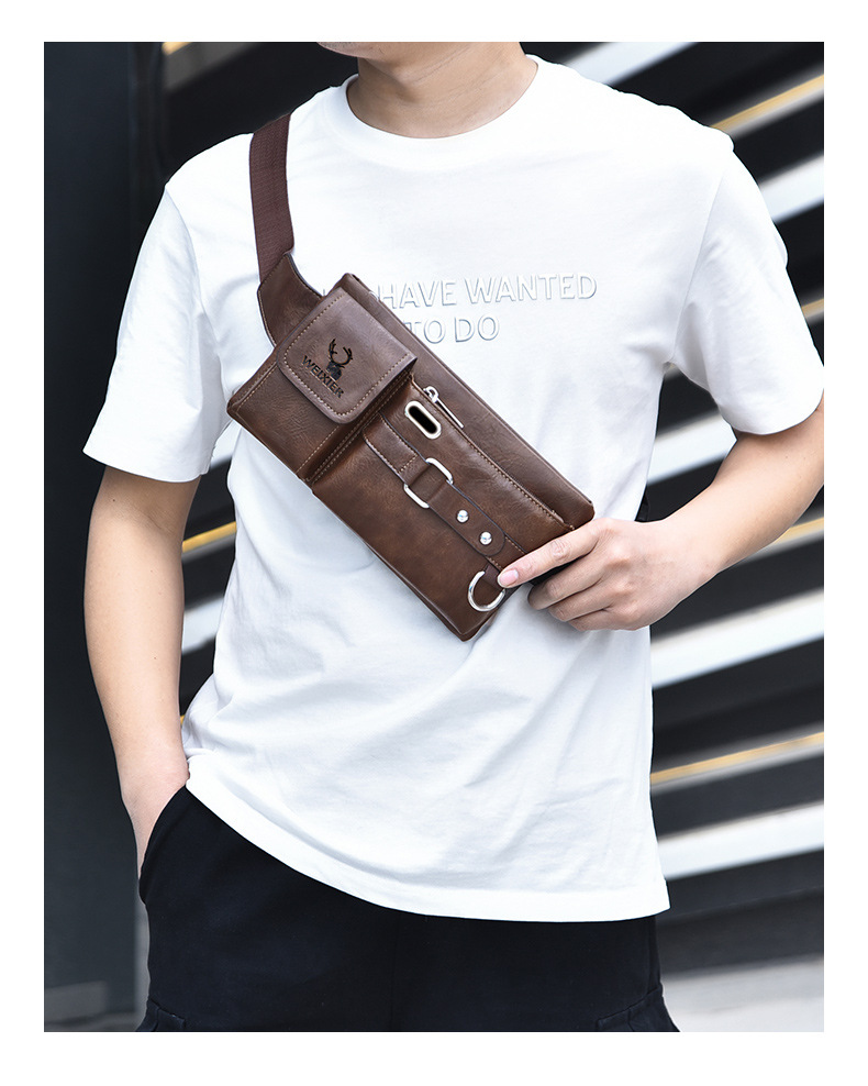 2023 New Hot Selling Men's Shoulder Bag Crossbody Bag Tactical Chest Bag Mobile Waist and Crotch Bag Multi Functional Chest Bag Retro PU Waist Bag_voghion.com