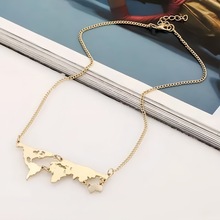 爆款饰品 欧美潮流饰品 个性地图女士吊坠项链适合日常 送朋友