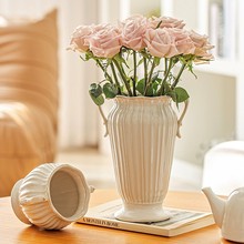 陶瓷花瓶摆件客厅插花玫瑰水养鲜花感欧式复古白色美式高