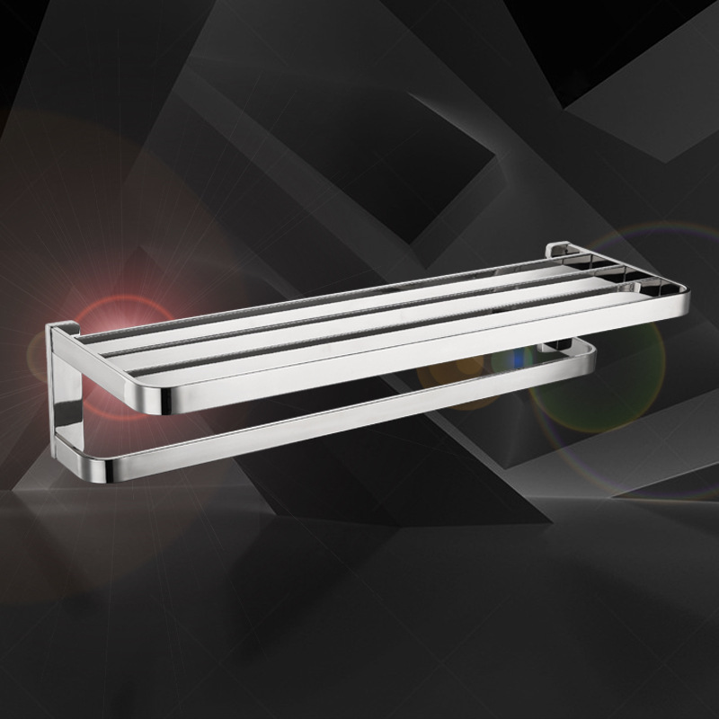 浴室304不锈钢双层毛巾杆浴巾架卫生间毛巾架卫浴置物架挂件套装