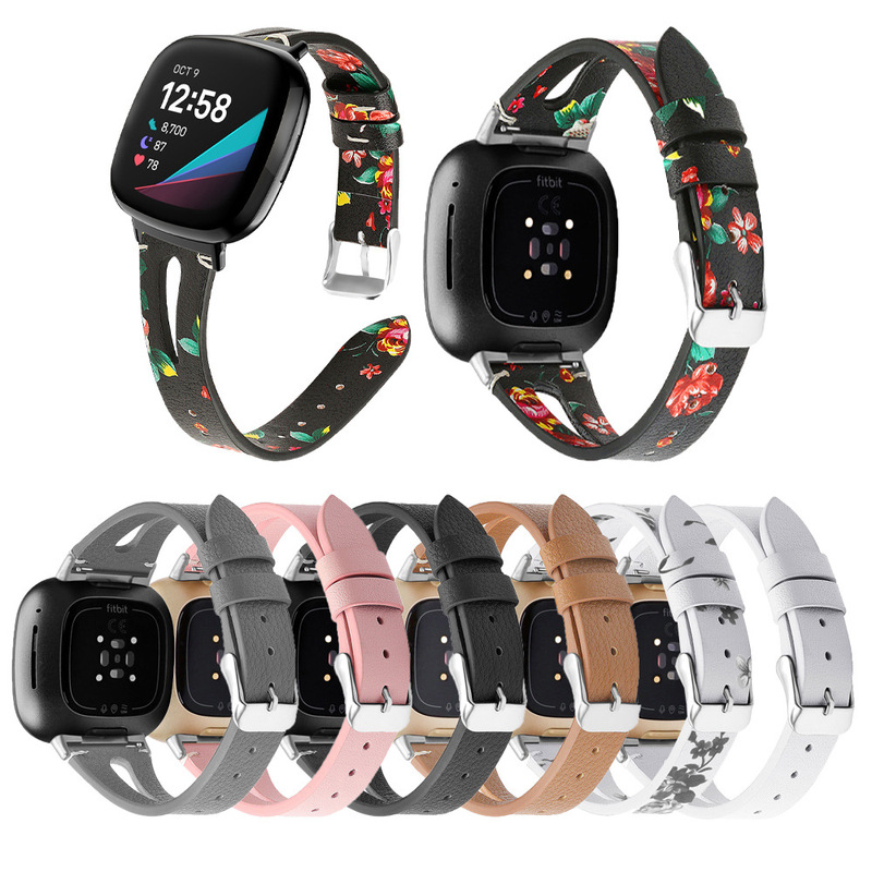 Suitable for Fitbit Versa4 Real Leather Strap Versa3 Water Drop Style Fashionable Ladies Sense2 Strap