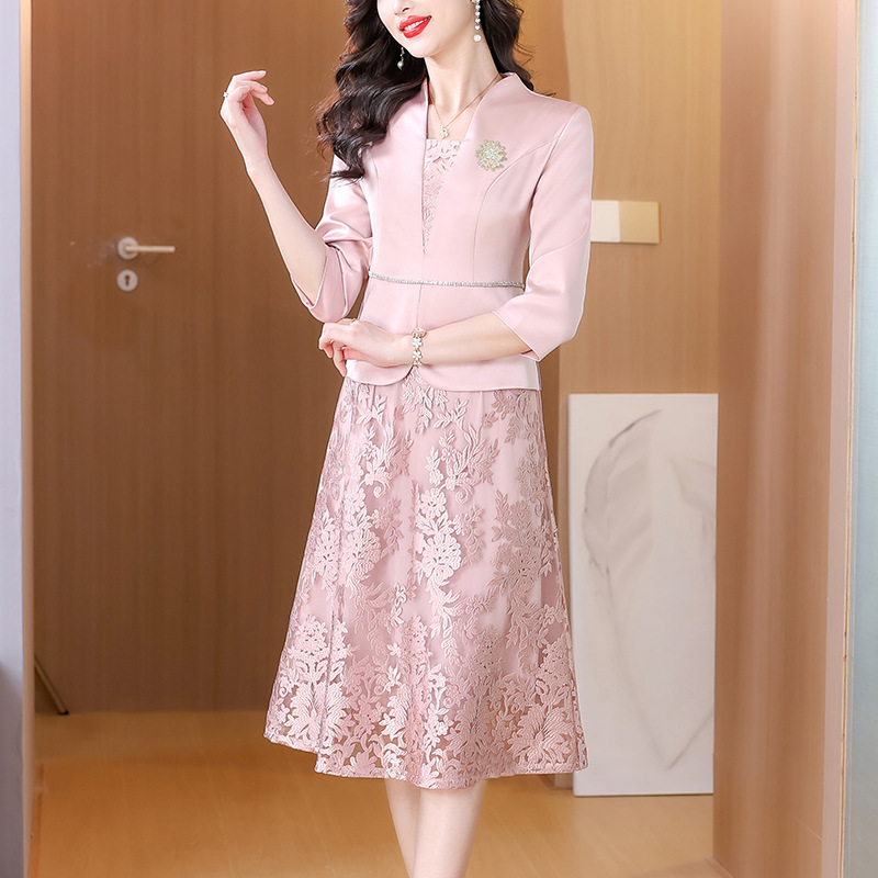 yhfs7323喜婆婆婚宴装礼服裙2025新款气质优雅修身粉色连衣裙女|undefined