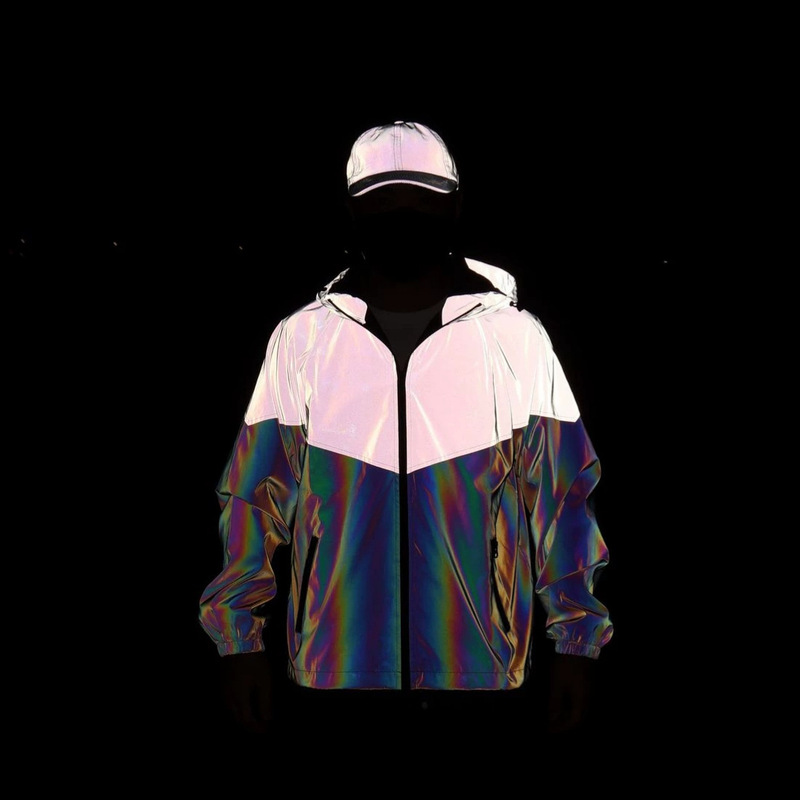 Cross-border bestseller 2026 autumn innovative patchwork gradient colorful jacket reflective cycling coat night glow safety clothing
