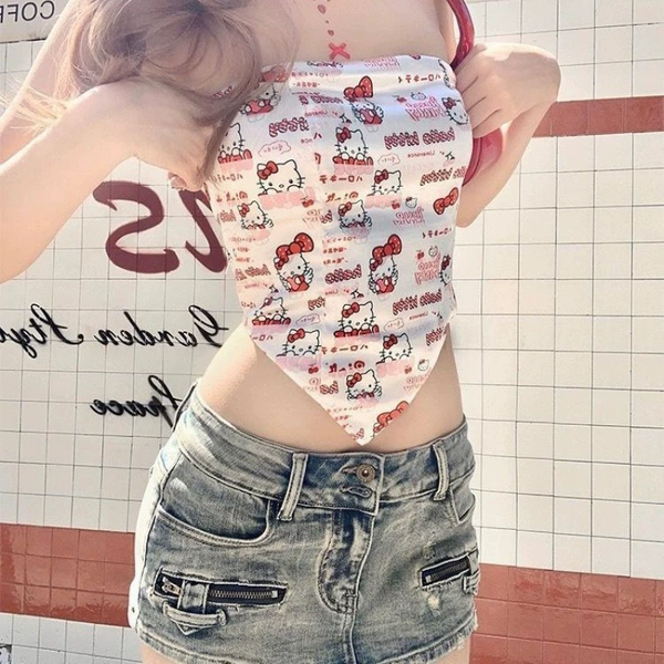 Hello kitty, white scarf with letters