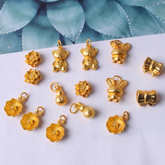 South China Sand Gold Lotus Flower Bead Separator with Hollow DiY Accessory Bracelet and Necklace, Traditional Gold Jewelry Wholesale