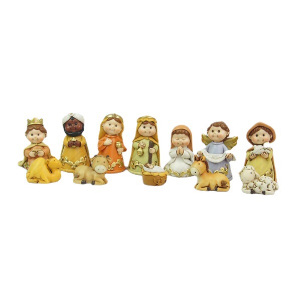 Cruz-frontera Amazon religiosa de dibujos animados lindo 12-pieza caballo conjunto decoración Navidad regalo decorativo resina artesanía