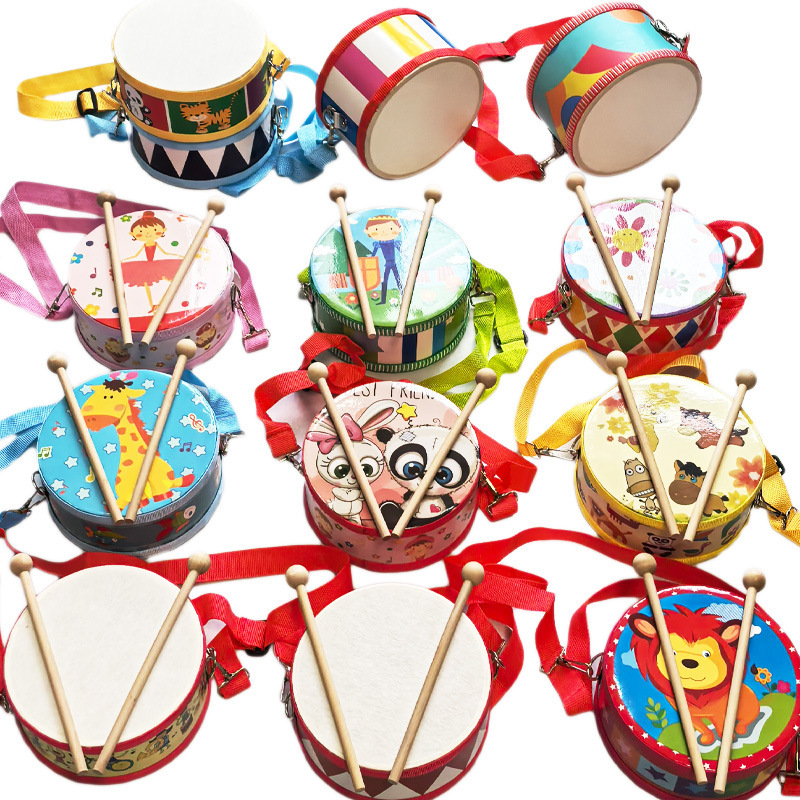 Manufacturer Promotion Cartoon Orff Children's Percussion Instrument Wooden 6inch Snare Drum Teaching Tool Percussion Drum