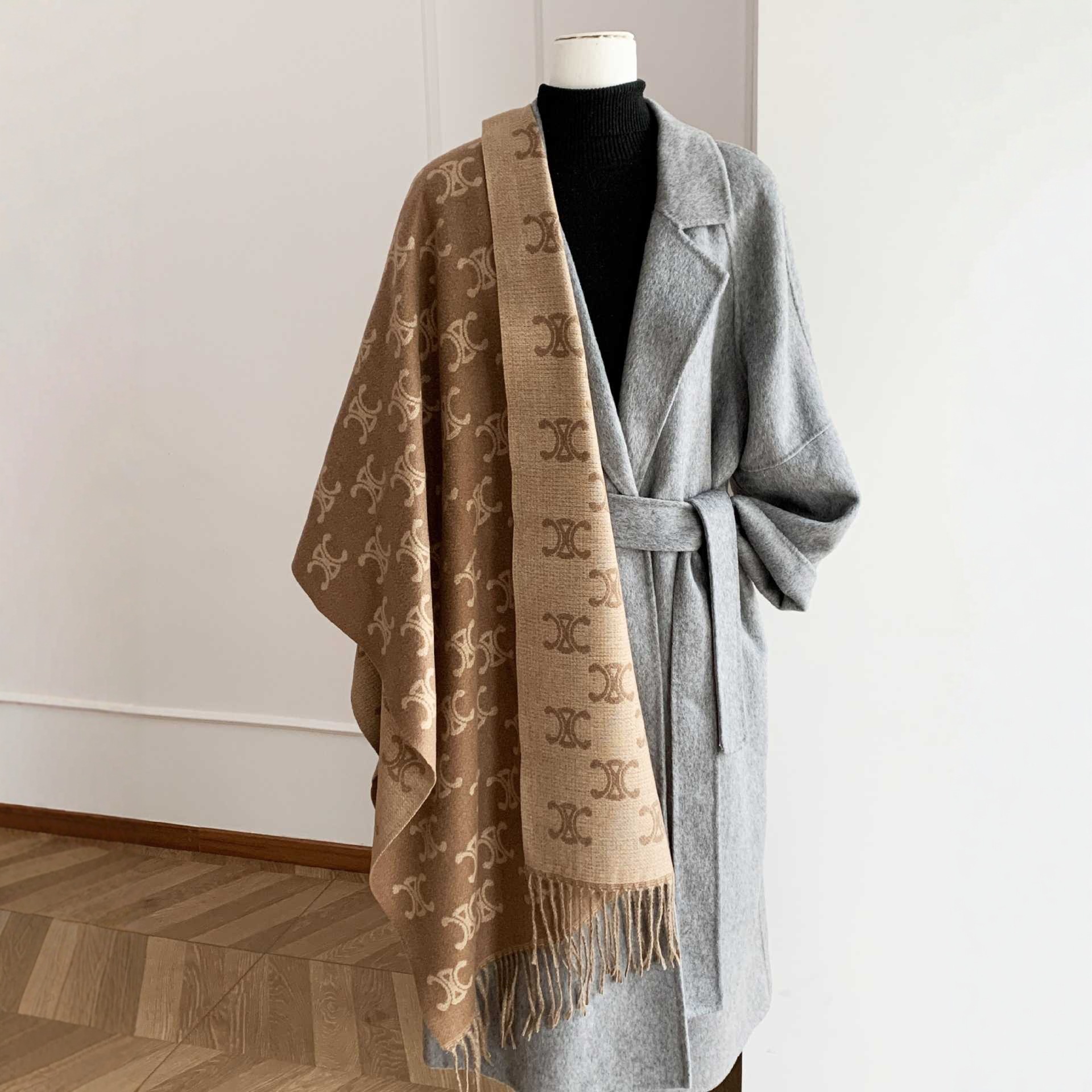 Nuevo arco de triunfo doble cara imitación bufandas de cachemira de bordas moda para hombres y mujeres engrosado amplio pañuelo europeo