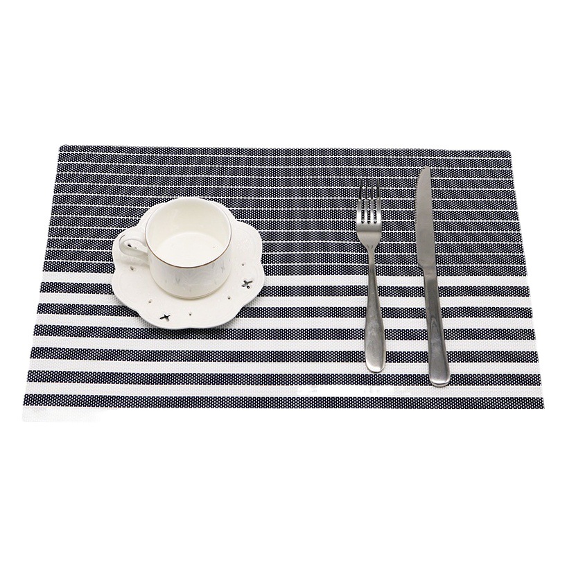 Teslin blanco rayado PVC mantel al por mayor diseño de restaurante europeo occidental mantel placa estera de aislamiento antideslizante