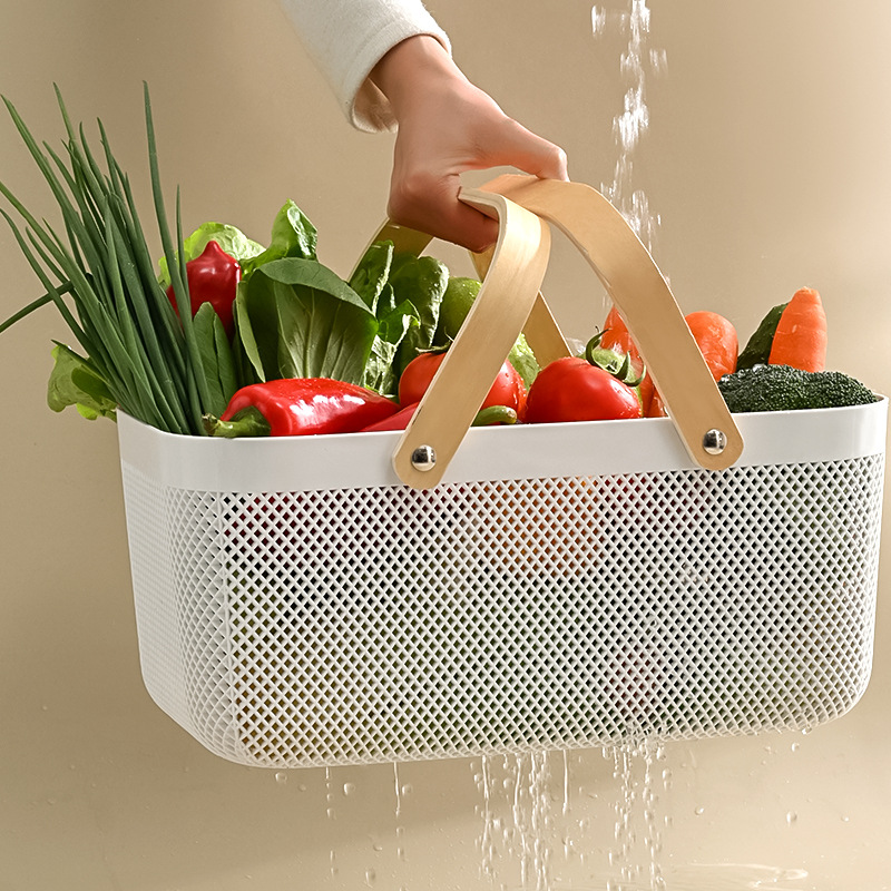 Fabricante directo de mano cesto de regalo cesto de madera manija cesto PP cesto de frutas cesto de drenaje cesto de verduras