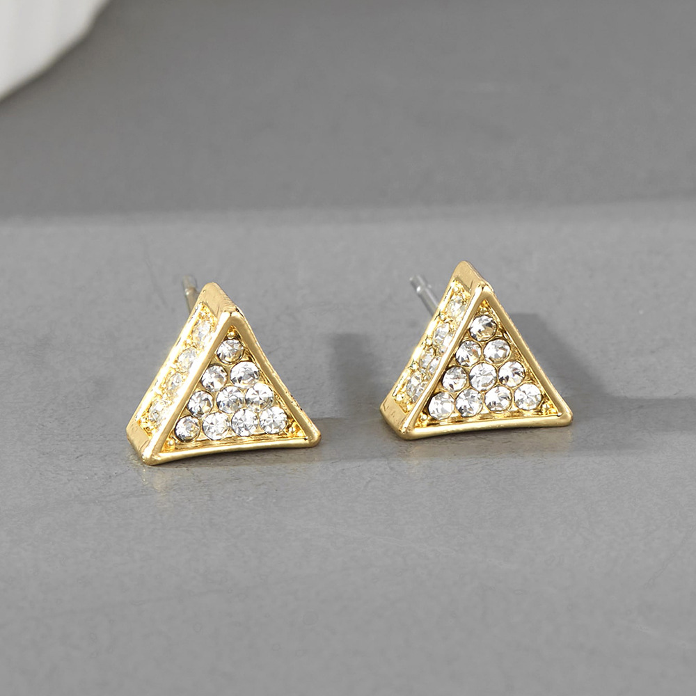 European And American Small Triangle Rhinestone Earrings display picture 1