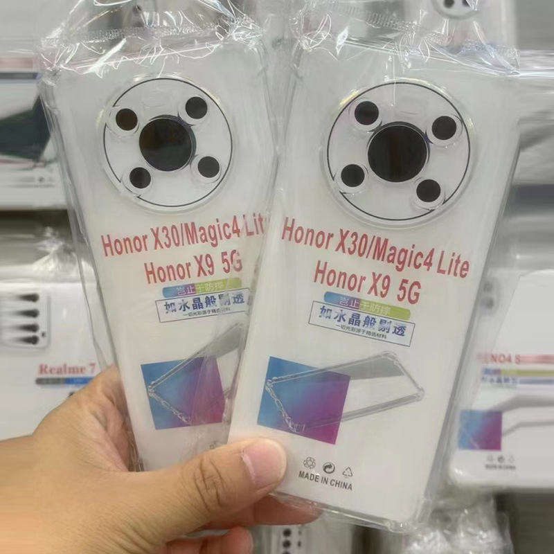 Four-corner drop-resistant transparent TPU phone case for honor X40GT/X30 processable 1.6 m lanyard protective case