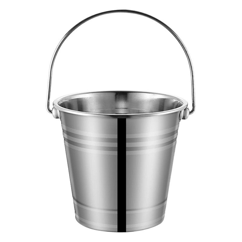 Espesado no magnético de acero inoxidable portátil cubo de hielo KTV bar leche tienda de té champán cubo cocina cubo Cubo de aceite redondo