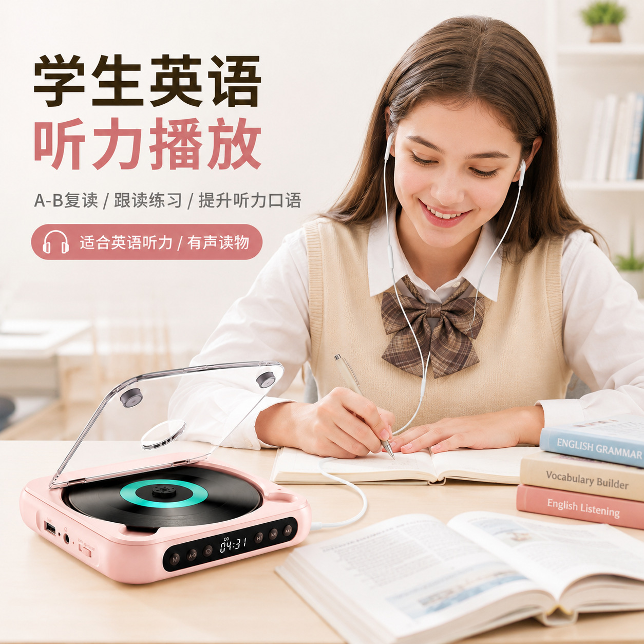 Reproductor de CD portátil con Bluetooth, inalámbrico, tipo walkman, mini reproductor de música, mini álbum de CD para estudiantes image 5