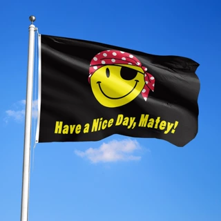 万圣节 skull pirate 骷髅海盗旗帜 3*5FT HAVE A NICE DAY MATEY