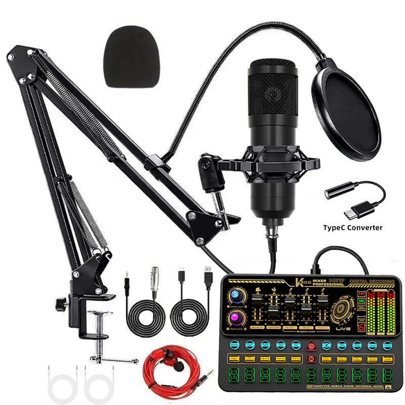 bm800 negro + K500 + kit de conversión typec + auriculares