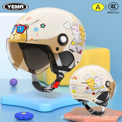 Motosiklet kaskı (dəbilqə) Safety Helmet - four-seasons-khaki-white-airplane-light-silver-short-mirror