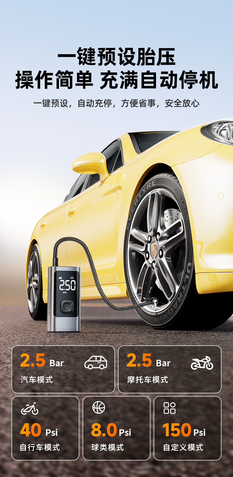 Car Wireless Inflator Portable Electric Air Pump for Car Tires