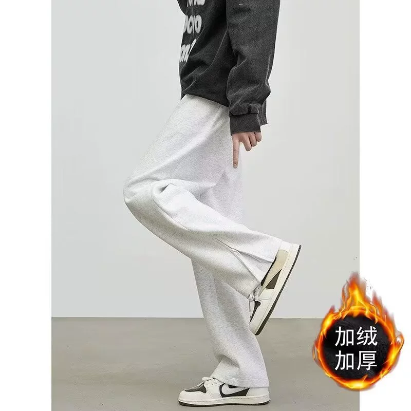 Retro demi-season trousers for leisure, American style, loose straight fit