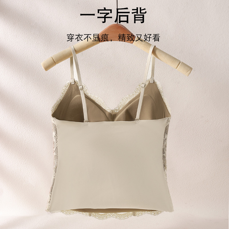 原版秋冬蕾丝吊带背心带胸垫免穿文胸显瘦修身显瘦细肩带保暖内衣|undefined