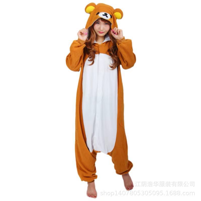 New Cartoon One-Piece Pajamas Yellow Rilakkuma Cute White Bear Sister Couple Home Clothes Wholesale for Export New Cartoon One-Piece Pajamas Yellow Rilakkuma Cute White Bear Sister Couple Home Clothes Wholesale for Export