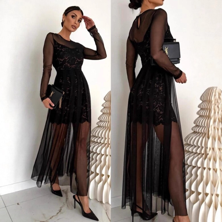 2025 Spring and Summer New Cross-Border Export Women's Independent Station Ebay Sexy Mesh Trendyy Prom Dress
