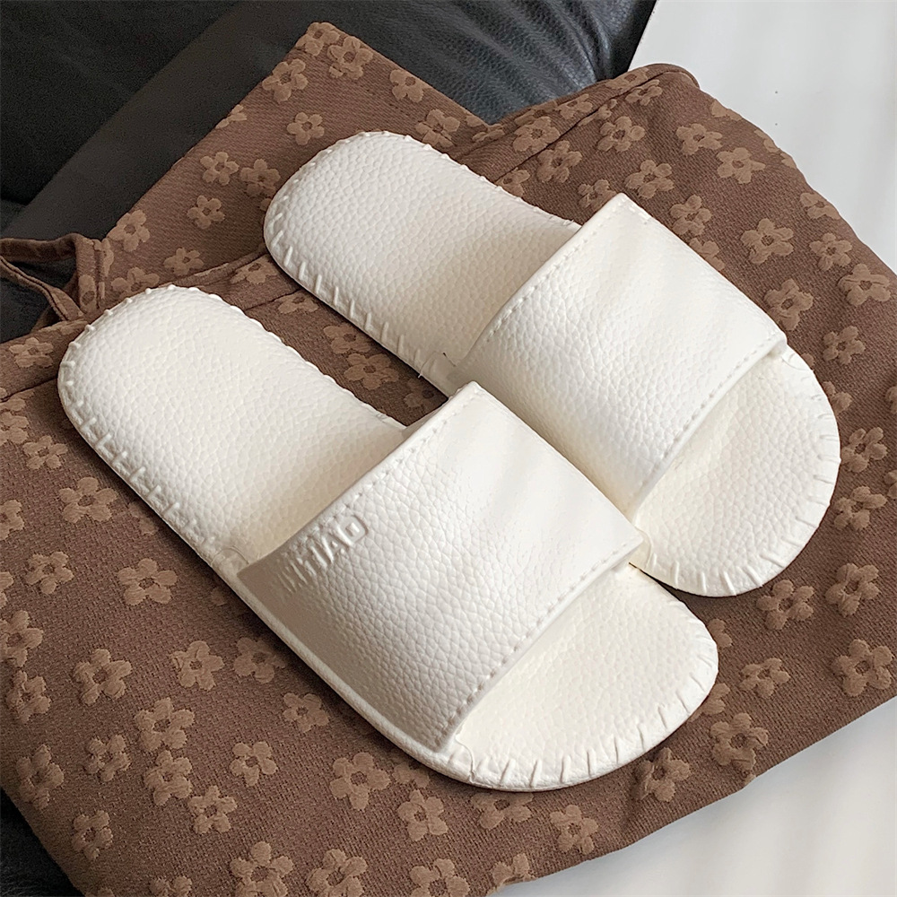 Korean Style Ins Retro Leather Soft Bottom Slippers Summer New Indoor Home Slip-on Slip-on Sandals for Men