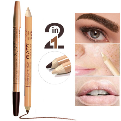 跨境现货GLAZZI米色咖啡色双头遮瑕笔眼线笔眉笔眼影笔彩妆批发