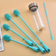硅胶奶瓶刷长柄清洁刷洗水杯刷子家用去茶渍旋转清洁硅胶刷子批发