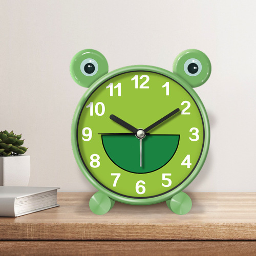 Frog Cartoon Alarm Clock Student Dedicated Bedroom Children's Room Desktop Clock Silent Cute Children's Small Alarm Clock Wholesale