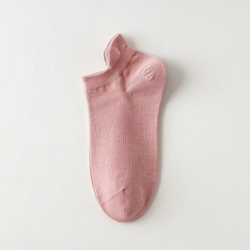 Calcetines de barco de algodón de color sólido calcetines de mujer 100 calcetines de algodón anti-boleta primavera y verano absorción de sudor transpirable sin hueso calcetines de algodón invisibles