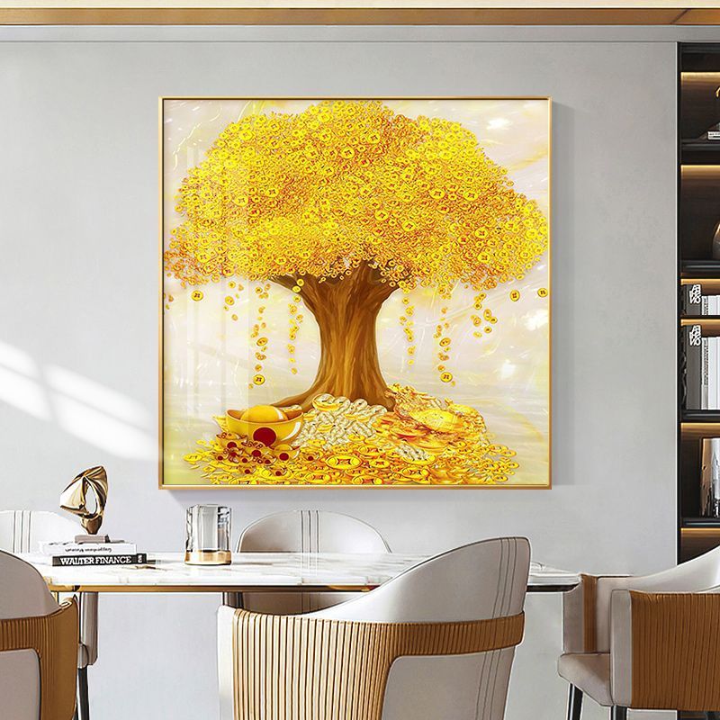 Golden Fortune Tree Restaurant Decorative Painting Entrance Entrance Hanging Painting Entrance Door Wealth Living Room Dining Room Mural